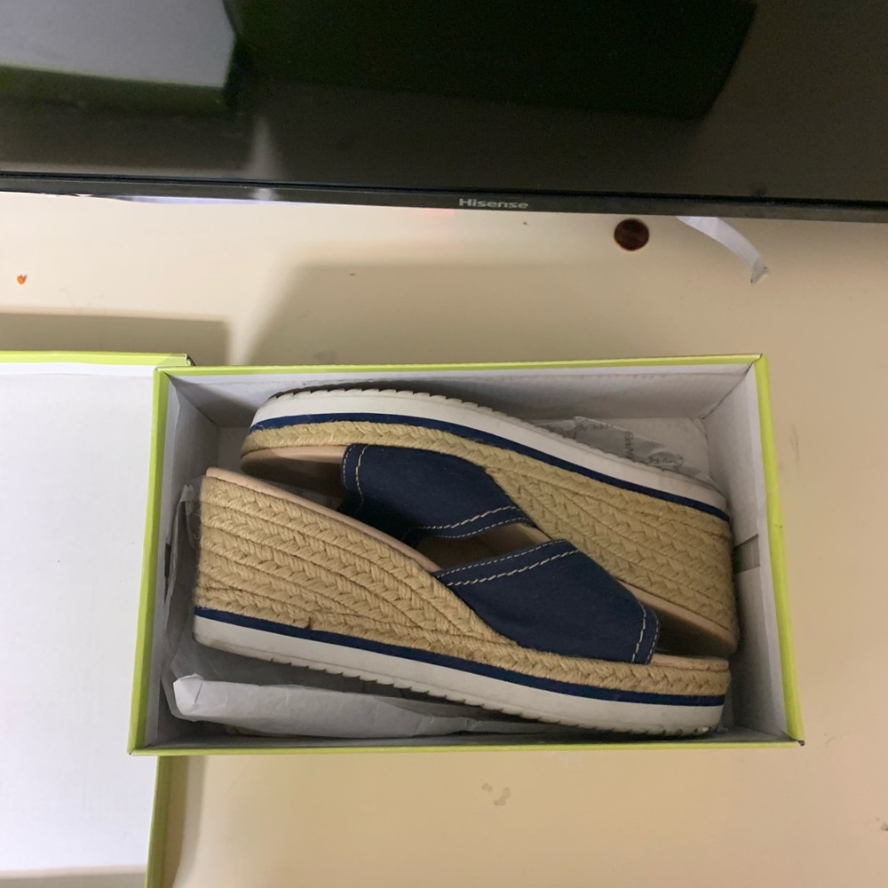 Navy Espadrille Wedge Sandals